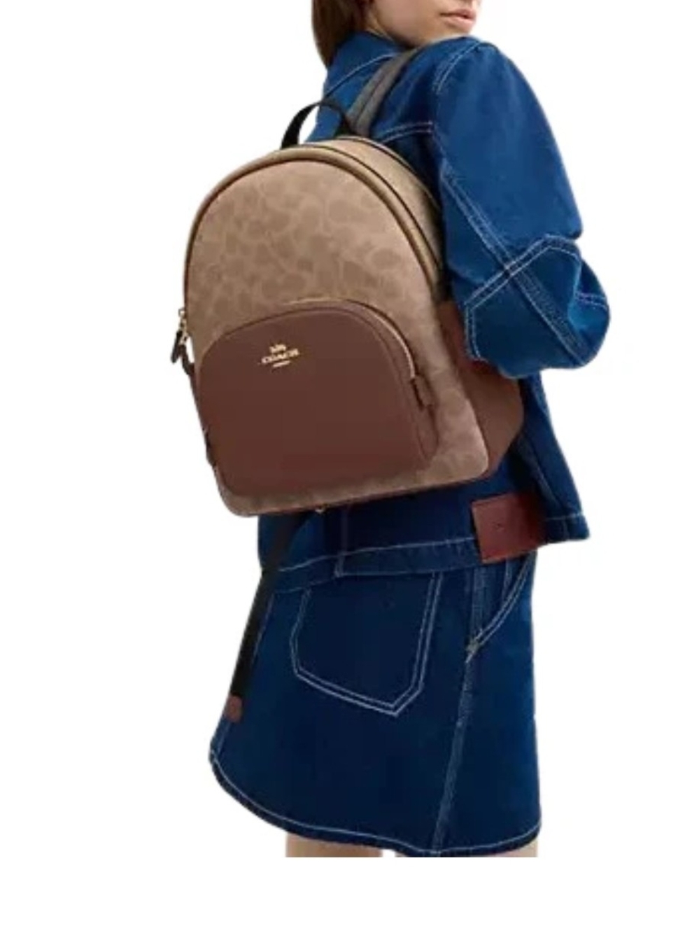 Coach Court Khaki/Sadle 2 Signature Coated Canvas & Leather Backpack